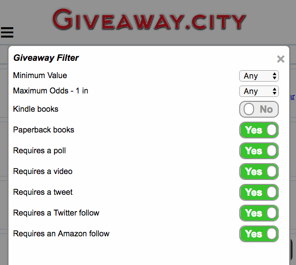 Giveaway Filter